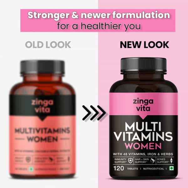Zingavita Multivitamin Tablets For Women 120 Count With Vitamins Calcium & Iron