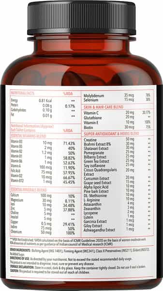 Zingavita Multivitamin Tablets For Women 120 Count With Vitamins Calcium & Iron