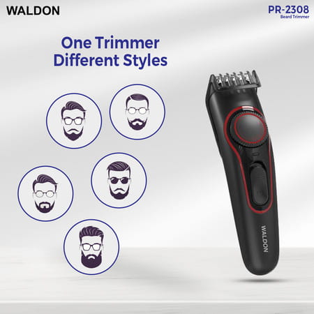 Waldon Pr-2308 Corded & Cordless Stainless Steel Blade Beard Trimmer Fast Charge 20 Gears Adjustment