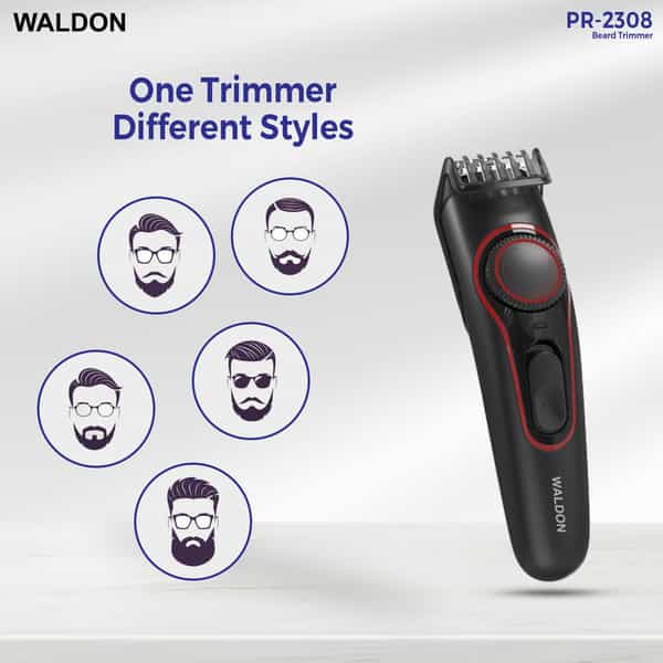 Waldon Pr-2308 Corded & Cordless Stainless Steel Blade Beard Trimmer Fast Charge 20 Gears Adjustment