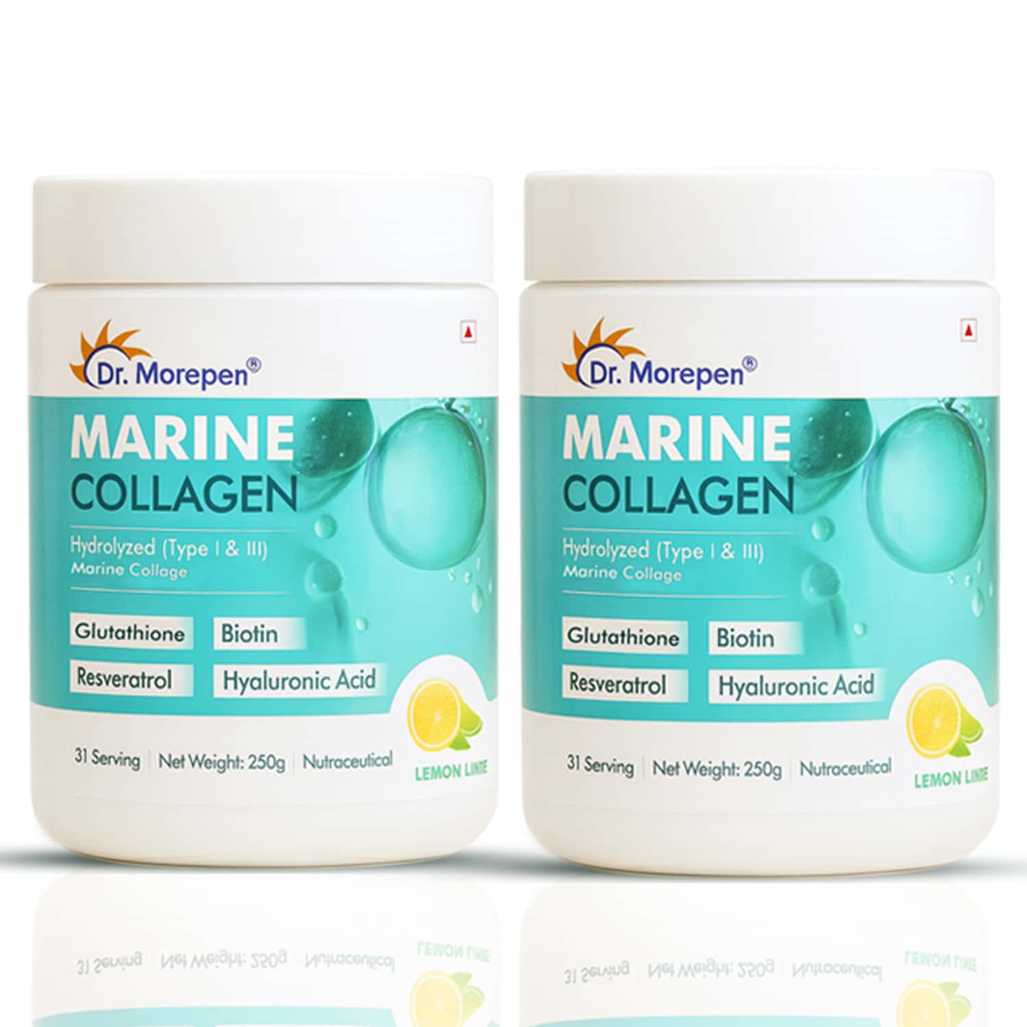 Dr. Morepen Marine Collagen | Lemon Lime | Powder | Jar 250gm | Pack Of 2