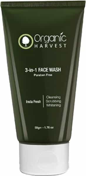 Organic Harvest 3-In-1 Paraben Free Face Wash- 50Gm