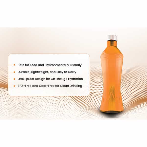 Rosa Glacier Orange Water Bottle I 100 % Food Grade Plastic I Premium Leak-Break Proof I 1 Ltr * 3