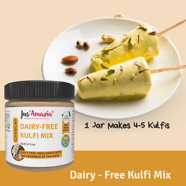 Jus Amazin Dairy-Free Kulfi Mix -200G|74% Nuts -Cashewnuts Almonds & Pistachio|No Refined Sugar