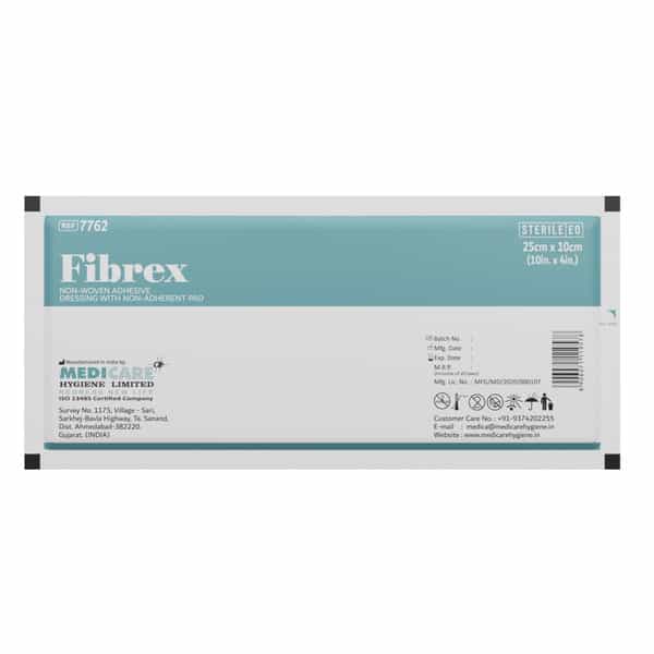 Medica Fibrex Adhesive Dressing With Non-Adherent Pad 10Cm X 25Cm - Soft & Breathable Wound Care