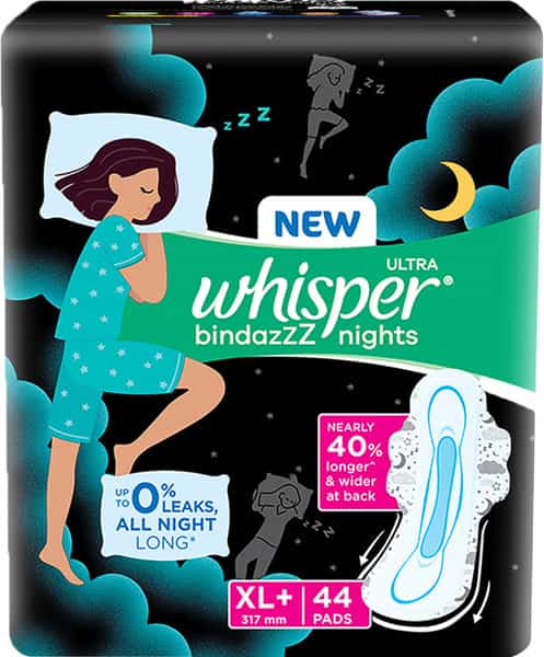 New Whisper Ultra Bindazzz Nights Xl + (317Mm) 44 Sanitary Pads
