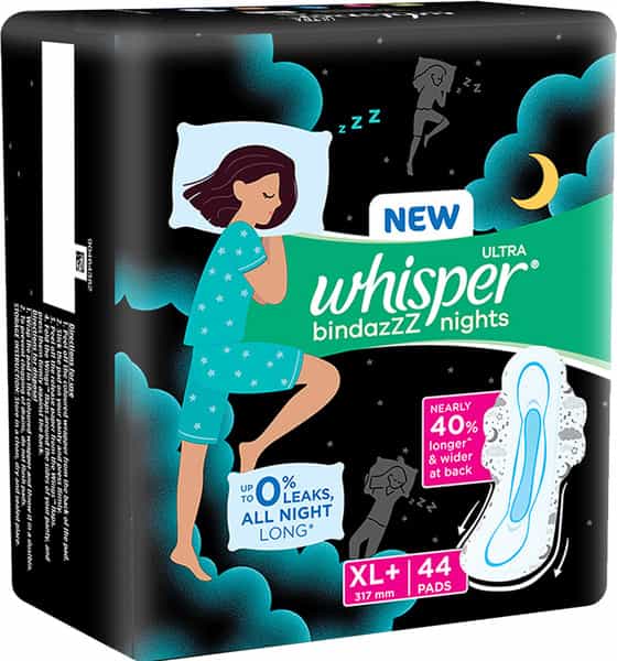 New Whisper Ultra Bindazzz Nights Xl + (317Mm) 44 Sanitary Pads