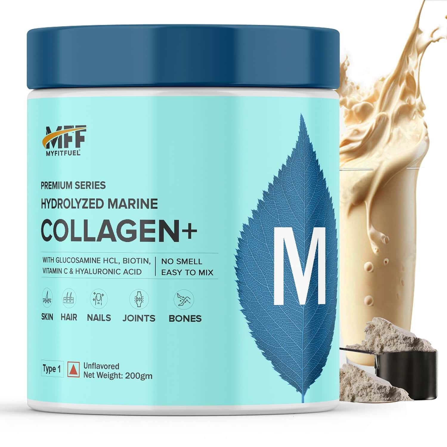 Myfitfuel Hydrolyzed Marine Collagen +glucosamine, Hyaluronic, Biotin, Vitamin C (200gm, Unflavored)