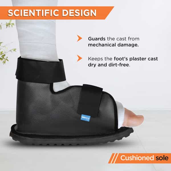 Vissco Cast Shoe Waterproof Plaster Cover Shoe Prevents Wear &Tear Of The Cast Cover-Medium(Grey)