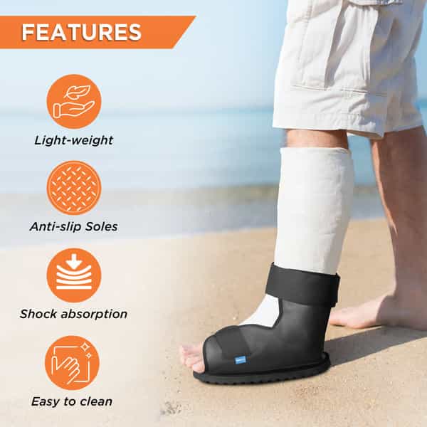 Vissco Cast Shoe Waterproof Plaster Cover Shoe Prevents Wear &Tear Of The Cast Cover-Medium(Grey)
