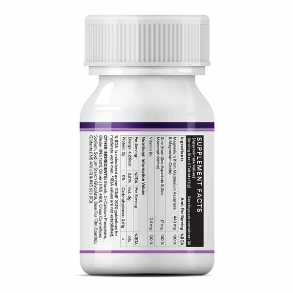 Inlife Zma (Zinc Magnesium Aspartate & Vitamin B6) For Men And Women 60 Tablets