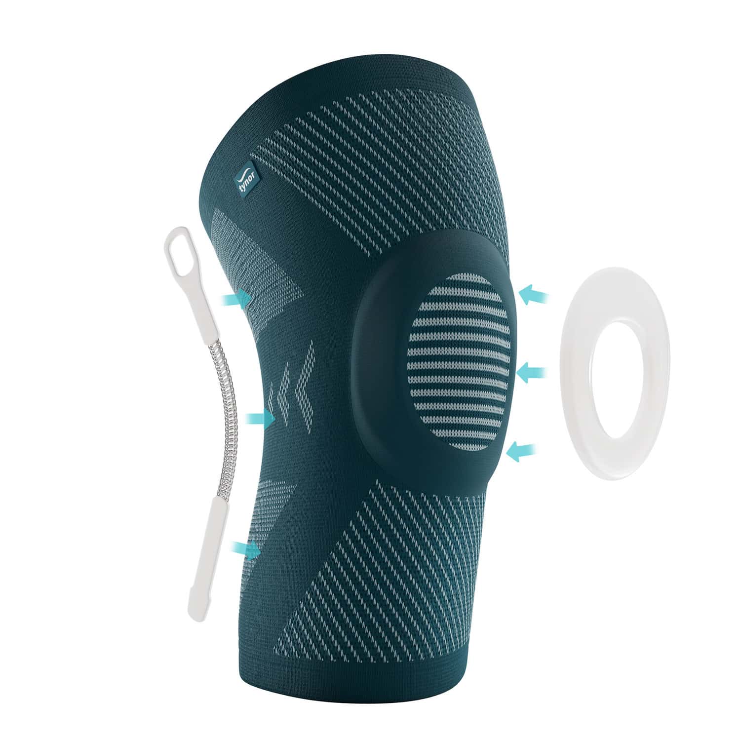Tynor Knee Cap With Patellar Ring | Sea Green Blue & White | Large | 1 Unit