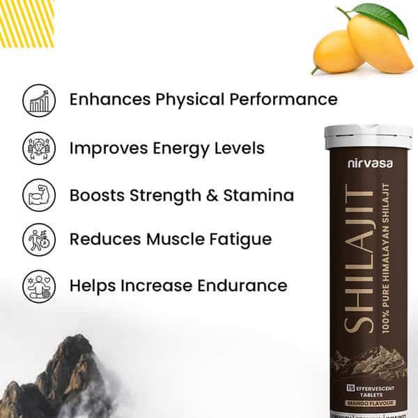 Nirvasa Shilajit Plus Effervescent Tablets | Helps Boost Strength | Stamina | Performance - 15N