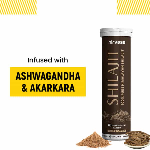 Nirvasa Shilajit Plus Effervescent Tablets | Helps Boost Strength | Stamina | Performance - 15N