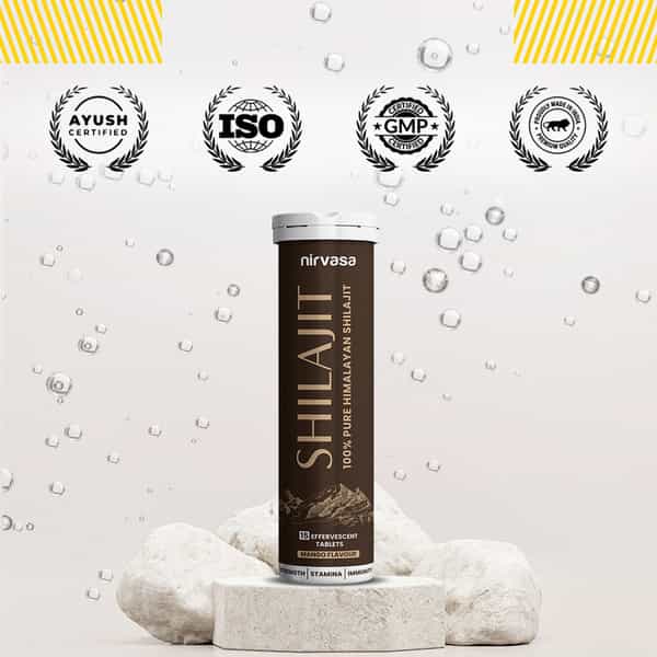 Nirvasa Shilajit Plus Effervescent Tablets | Helps Boost Strength | Stamina | Performance - 15N
