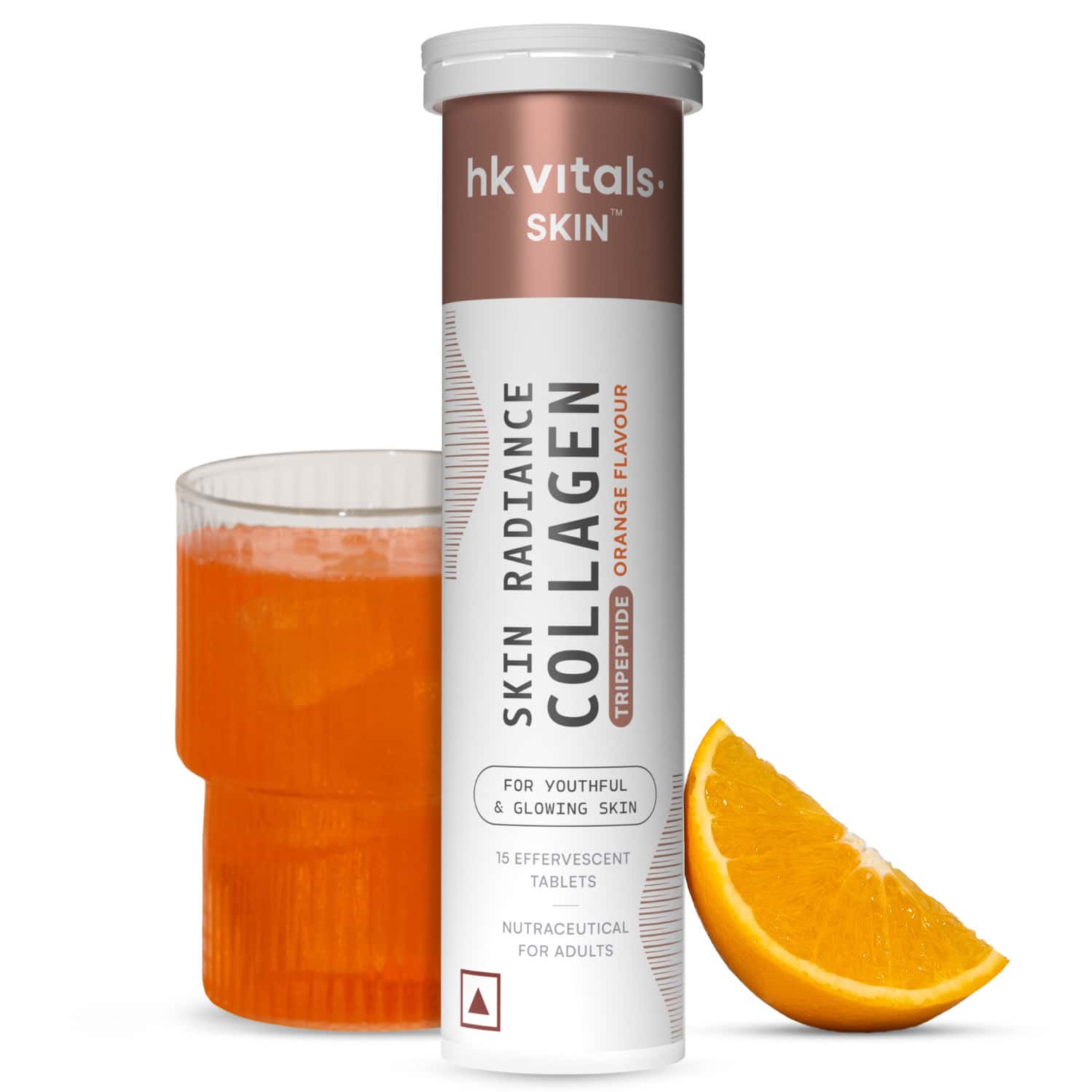 Hk Vitals Skin Radiance Collagen Supplement (Orange| 15 Effervescent Tablets) | Tripeptide