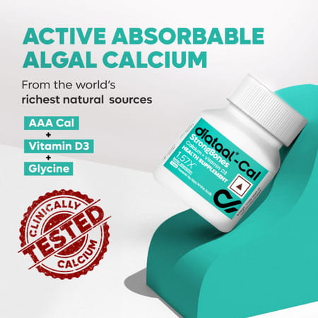 Diataal Cal | Calcium For Men & Women | Clinically Tested | 400 Iu Vit. D3 | 30 Tablets