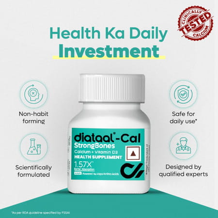 Diataal Cal | Calcium For Men & Women | Clinically Tested | 400 Iu Vit. D3 | 30 Tablets
