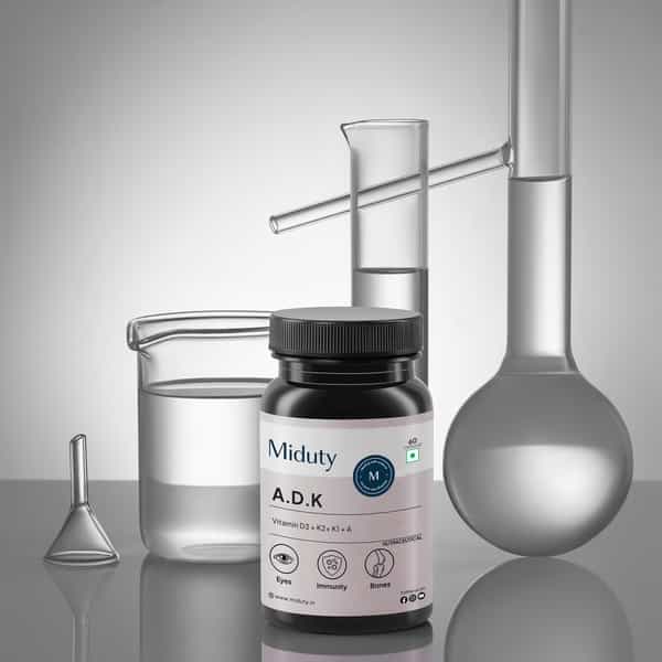 Miduty Vitamin Adk - A D3 K2 - Eyes | Immunity | Weak Bones | Arthritis - Fat Soluble - 60 Capsules