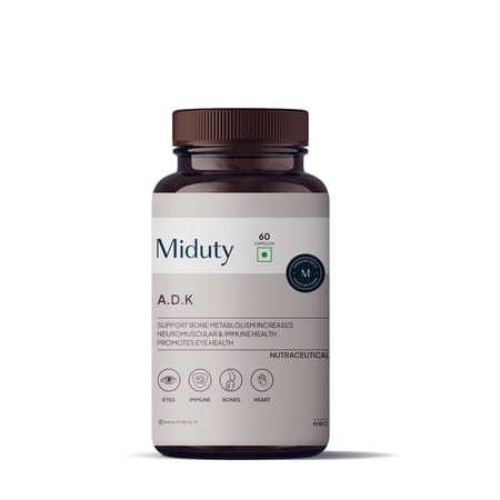 Miduty Palak Notes Vitamin Adk - Contains Vitamin A - D3 - K2 Immunity Booster Capsule 60 Capsules