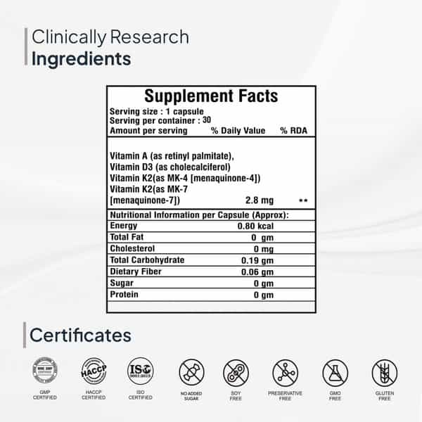 Miduty Vitamin Adk - A D3 K2 - Eyes | Immunity | Weak Bones | Arthritis - Fat Soluble - 60 Capsules