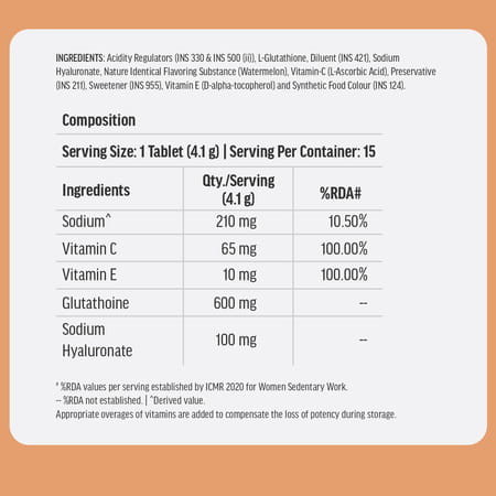 Hk Vitals Glutathione (15 Tabs) + Sipper (300ml) | Skin Glow & Hydration | Combo Pack