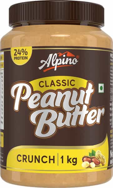 Alpino Classic Peanut Butter Crunch 1 Kg | 24 G Protein | High Protein Peanut Butter Crunchy