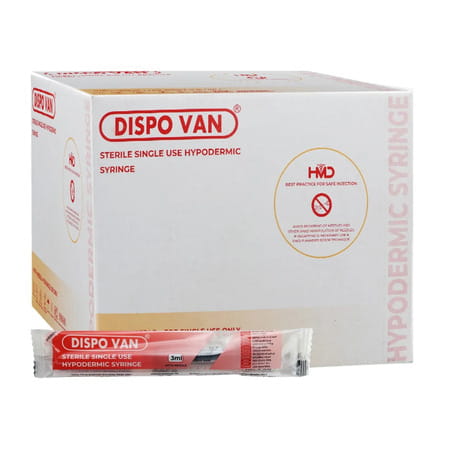 Hmd Dispovan 24 G X 1 Inch X 3 Ml Syringe 100 No'S