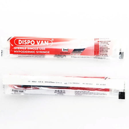 Hmd Dispovan 24 G X 1 Inch X 3 Ml Syringe 100 No'S