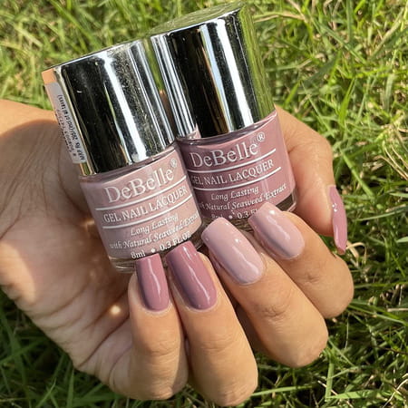 Debelle Gel Nail Polish Combo Gift Pack Of 2 Mauve Pastel Purple(Vintage Frost) 16 Ml(8 Ml Each) .