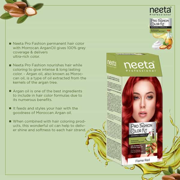 Neeta Professional Pro Fashion Color Kit Flame Red 100G | Permanent Creme Hair Color | Unisex