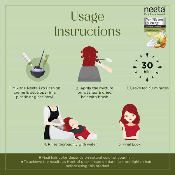 Neeta Professional Pro Fashion Color Kit Flame Red 100G | Permanent Creme Hair Color | Unisex