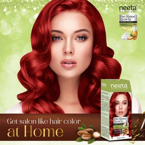 Neeta Professional Pro Fashion Color Kit Flame Red 100G | Permanent Creme Hair Color | Unisex