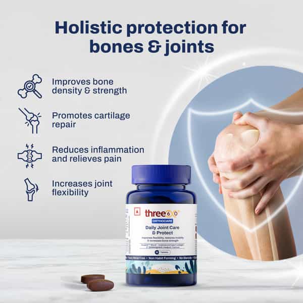 Three60+ Daily Joint Care & Protect: Unlock Flexibility, Restore Mobility, & Increase Bone Strength