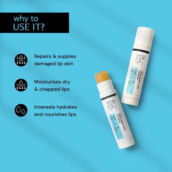 Deconstruct Hyaluronic Acid Lip Balm| Dry | Chapped Lips|0.2% Hyaluronic Acid+1% Cupuacu Butter|4G