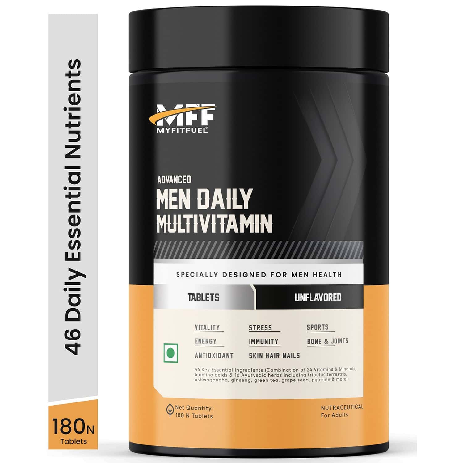Myfitfuel Advance Daily 26 Men Multivitamin, Minerals, Herbs, Extracts & Piperine 95%), 180 Capsules