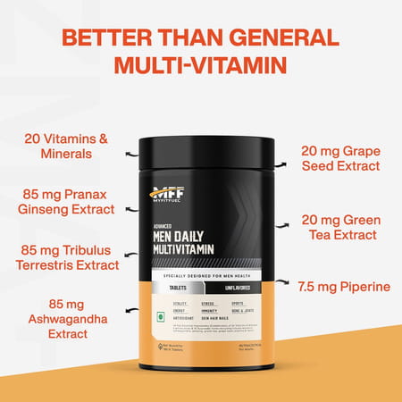 Myfitfuel Advance Daily 26 Men Multivitamin, Minerals, Herbs, Extracts & Piperine 95%), 180 Capsules
