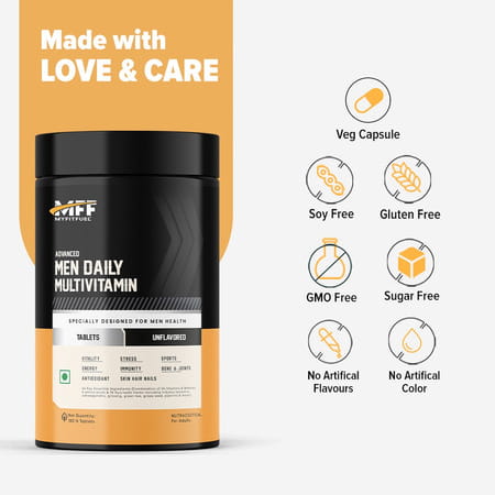 Myfitfuel Advance Daily 26 Men Multivitamin, Minerals, Herbs, Extracts & Piperine 95%), 180 Capsules