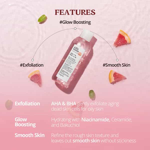 Skinfood Pink Grapefruit Aha Toner - 2% Aha Exfoliating Face Toner - 200Ml