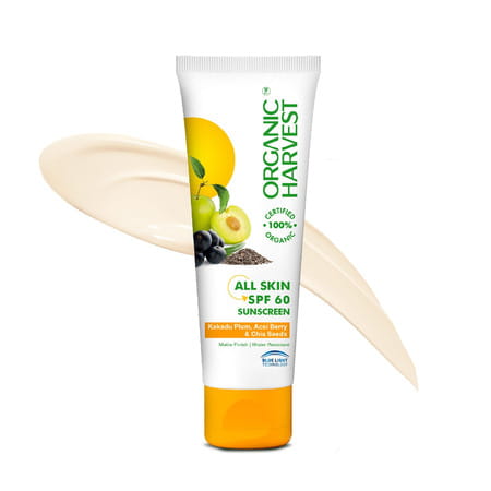 Organic Harvest All Skin Spf 60 Sunscreen With Kakadu Plum | Acai Berry & Chia Seeds|100ml