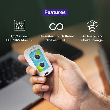 Sanketlife 2.0 Pocket Ecg Device | Unlimited 12 Lead Ecg | Hrv By Touch | Keychain Size Ecg Machine