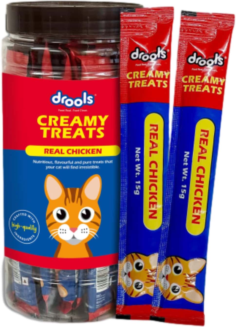 Drools Creamy Lickable Cat Treats | Chicken Flavor 375 Gm (15gx25) Jar | All Life Stages