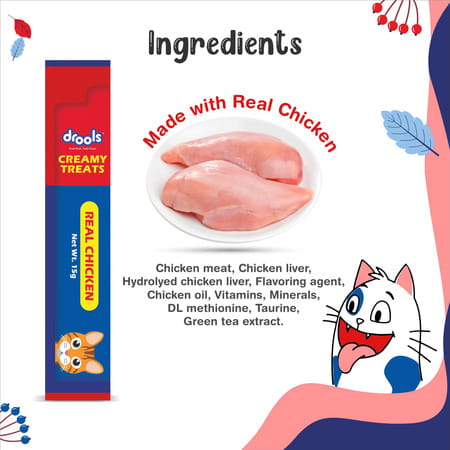 Drools Creamy Lickable Cat Treats | Chicken Flavor 375 Gm (15Gx25) Jar | All Life Stages