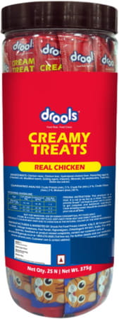 Drools Creamy Lickable Cat Treats | Chicken Flavor 375 Gm (15Gx25) Jar | All Life Stages