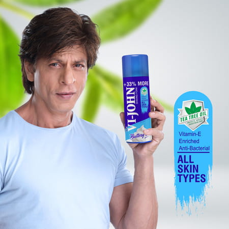 Vi-John All Skin Type Shaving Foam - Men | Vitamin E & Anti Bacterial Properties (400ml+33% Extra)