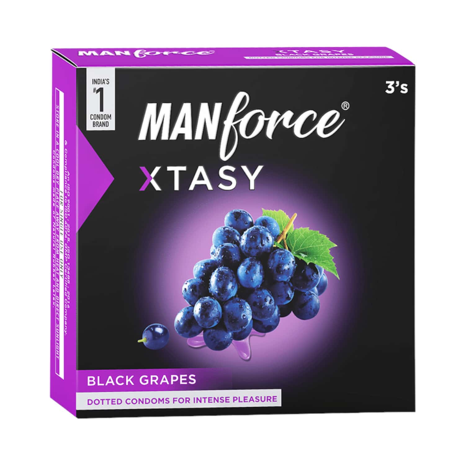 Manforce Xtasy Black Grapes Dotted Condoms For Intense Pleasure Pack Of 3