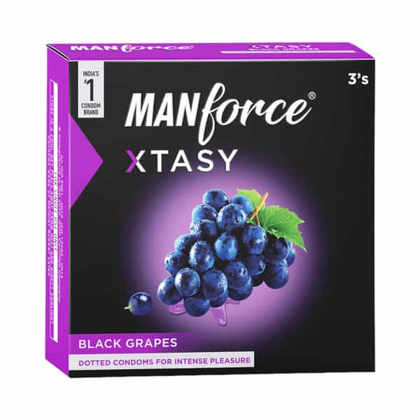 Manforce Xtasy Black Grapes Dotted Condoms For Intense Pleasure Pack Of 3