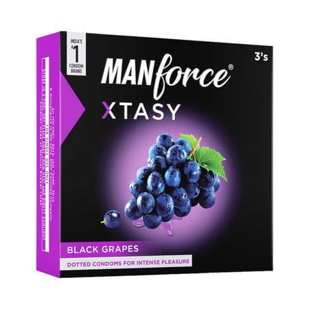 Manforce Xtasy Black Grapes Dotted Condoms For Intense Pleasure Pack Of 3