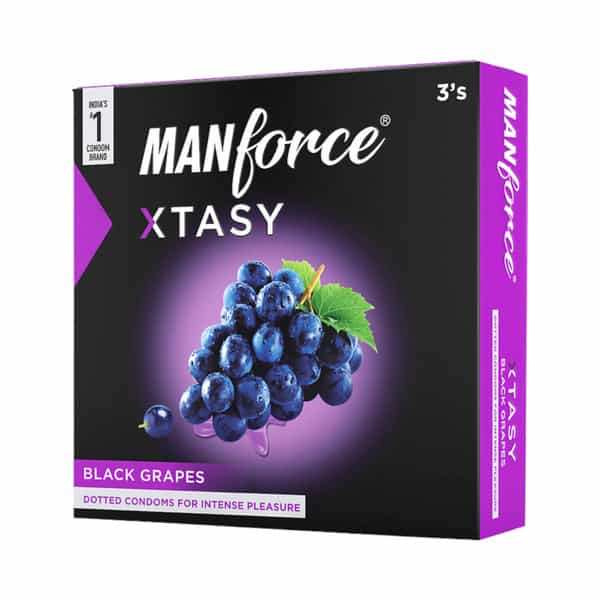 Manforce Xtasy Black Grapes Dotted Condoms For Intense Pleasure Pack Of 3
