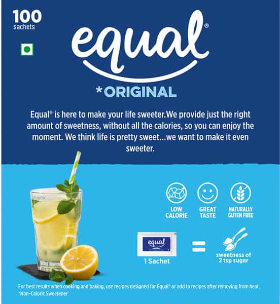 Equal Original Low Calorie Sweetener Sugar Free Low Calories Sugar Control 100 Sachet Pack Of 6